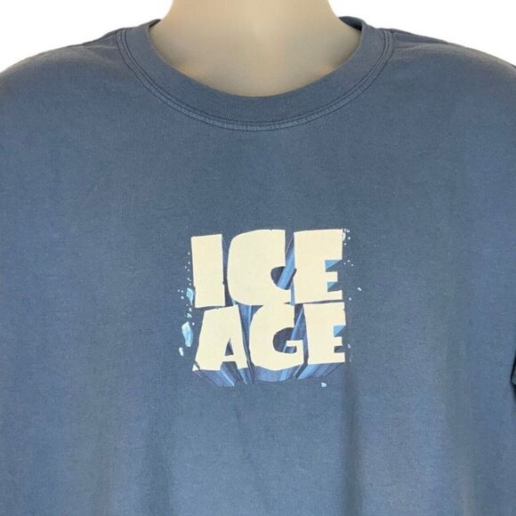 Ice Age Movie Blockbuster Video Promo T Shirt Mens Blue Cotton Gildan 2002 Y2K - Picture 1 of 9